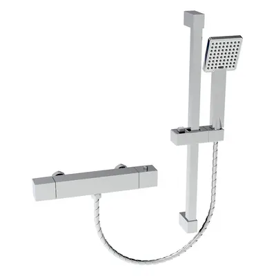 Nes Home Chrome Square Thermostatic Mixer With Slider Rail & Handset