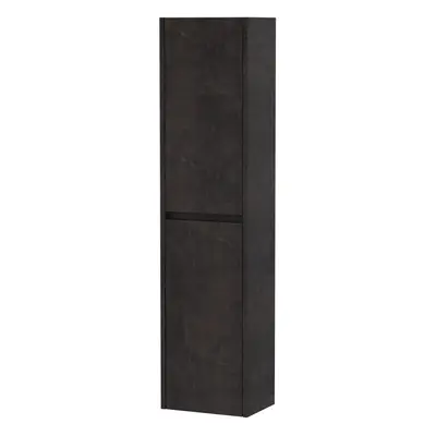 Square Wall Hung Door Tall Bathroom Unit, 350mm - Textured Matt Metallic Slate