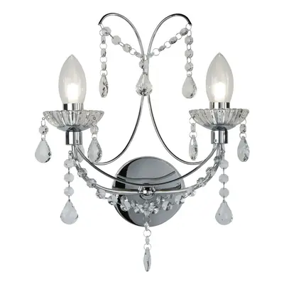 Searchlight Autumn Light Bathroom Wall Light Chrome With Crystal Glass