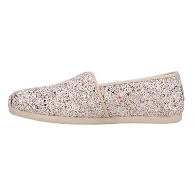 TOMS Womens Alpargata Glitter Slip On Flats Casual - Multi White - Si