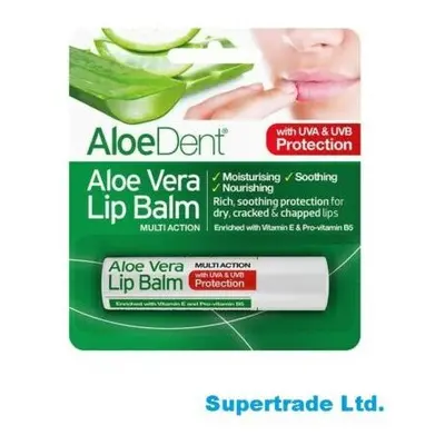 Optima AloeDent Aloe Vera Lip Balm Multi-Action With Tea Tree & Lysine - 4g X