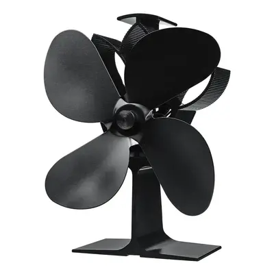 (Black) Blades Stove Fan Wood Heater Fireplace Fire Heat Powered Circulating Eco