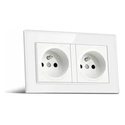 (White, FR Plug) Socket Switch 86*86 PC Glass Panel Eu German France Plug Wall Socket Smart Home