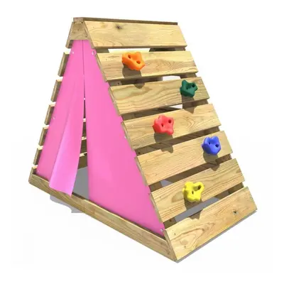 (Pink) Rebo Mini Wooden Climbing Pyramid Adventure Playset