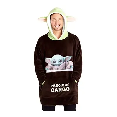 The Mandalorian Mens Hoodies Fleece Oversized Blanket Hoodie Baby Yoda (Brown/Green)