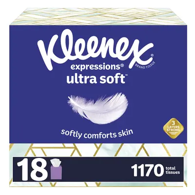 Kleenex Expressions Ultra Soft Facial Tissues Count (Pack of 18) (