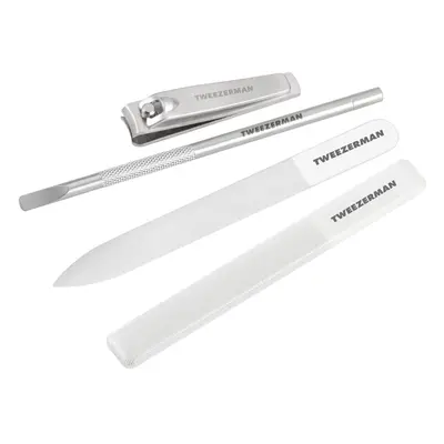 Tweezerman Glass Manicure Set Includes Nail Clipper Cuticle Pusher Glass Nail File and Glass Nai