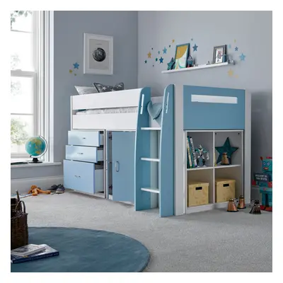 Lacy Blue Storage Mid Sleeper Bed