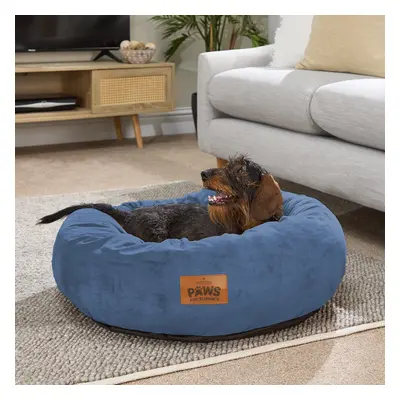 (Navy, Large) Paws for Slumber Donut Pet Bed