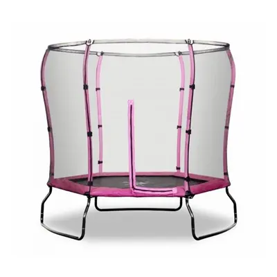 (Pink) Rebo 4.5ft Safe Jump Trampoline With HALO Safety Enclosure - Colours