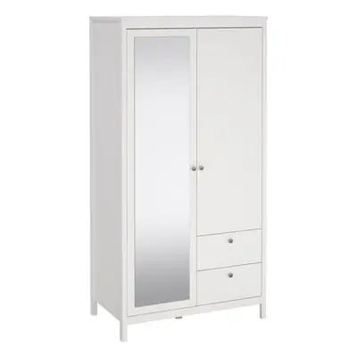 Wardrobe with door + mirror door + drawers White Madrid