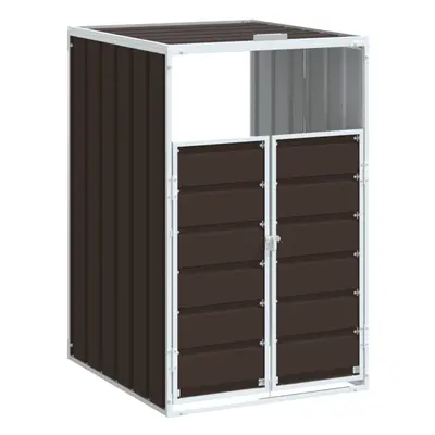 vidaXL Wheelie Bin Storage for Single Bin Garden Store Trash Cover Brown Steel