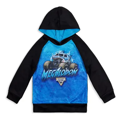 Monster Jam Trucks Little Boys Fleece Raglan Hoodie Black/Blue