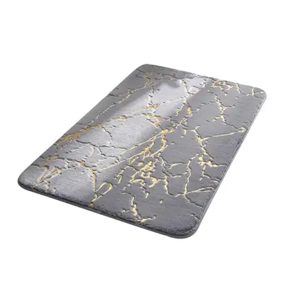 (Grey, 80x120cm) Non-Slip Soft Thick Absorbent Marble Design Bathroom Mat