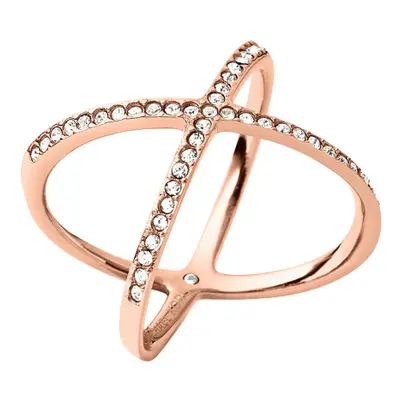 Michael Kors Stainless Steel and Pav? Crystal X Ring for Women Size: