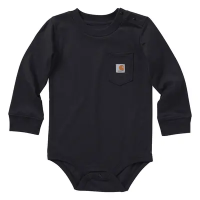 Carhartt Baby Girls Long-sleeve Pocket Bodysuit T-Shirt Caviar Black