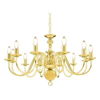 vidaXL Chandelier Golden 12x E14 Bulbs Ceiling Lamp Pendant Light Bedroom