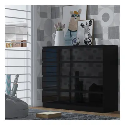 Chest Of Drawers Drawer Storage Dresser Gloss Black