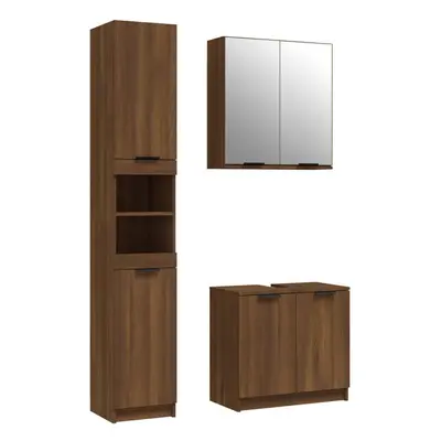 (Brown oak) vidaXL Bathroom Cabinet Set Piece Engineered Wood Vanity Unit Multi Colours