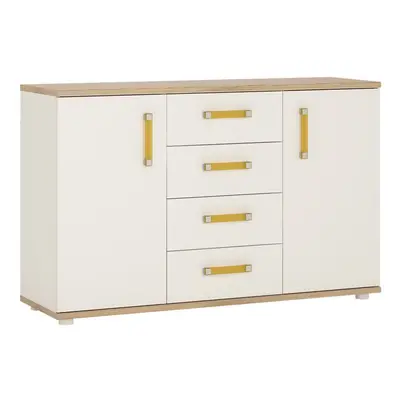 4 KIDS Door Drawer Sideboard with Orange Handles