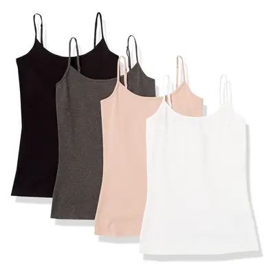 Amazon Essentials Women's Slim-Fit Camisole Pack of Pink/Grey/Blac