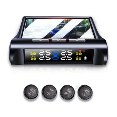 Solar Power Tire Pressure Monitor System Universal Tester Wireless LCD Display with External Sen