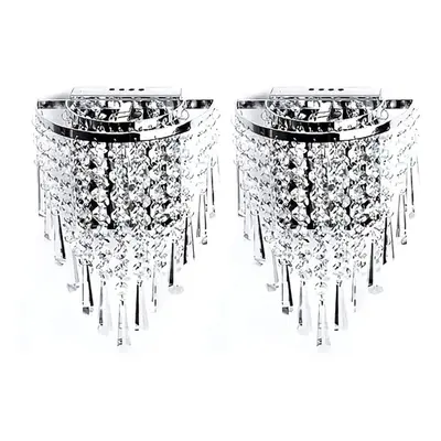 2X Modern Crystal Wall Lamp Chrome Sconce Wall Light for Living Room Bathroom Home Indoor Lighti