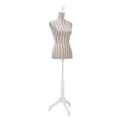 vidaXL Ladies Bust Display Mannequin Linen with Stripes Dressmaker Cloth Model