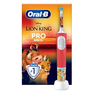 Oral-B Vitality PRO Kids Electric Toothbrush Lion King Edition with Stickers, Red