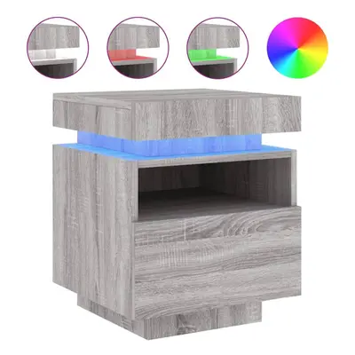 (grey sonoma) vidaXL Bedside Cabinets with LED Lights Nightstand Bed Table Side Cabinet