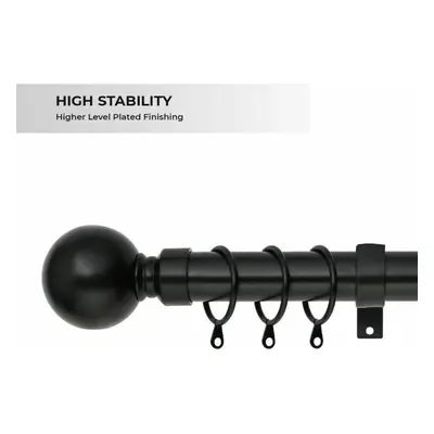 (160-300 cm (63" - 118" In), Matte Black) Metal Curtain Pole Finials Rings Rod Fittings