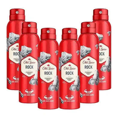 6 x Old Spice Rock Antiperspirant ml Deodorant Spray for Men 48-Hour Protection