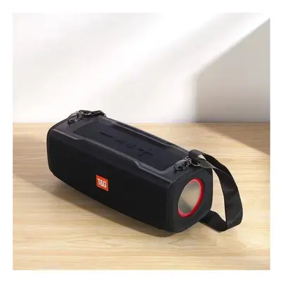 (Black) Portable Bluetooth Speaker with Colorful Lights Wireless Waterproof Stereo Subwoofer Out