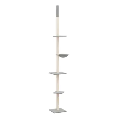 (light grey) vidaXL Floor to Ceiling Cat Tree 263.5-289.5cm Cat Scratch Tower Multi Colours