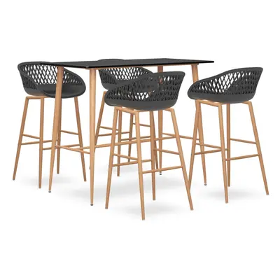 (black and grey, piece) vidaXL Bar Set Kitchen Dining Room Chair Stool Table 5/7 Piece Multi Col