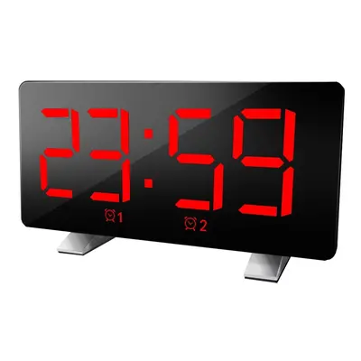 (Red) Polyphonic Double Alarm Clock LED Large Screen Display Electronic Clock