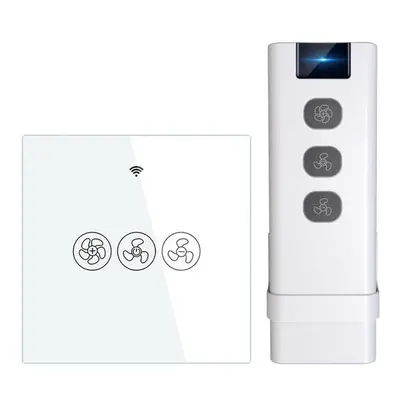 (switch EU+Controller) WiFi RF433 Smart Ceiling Fan Switch Smart Life/Tuya App 2/3 Way Control W