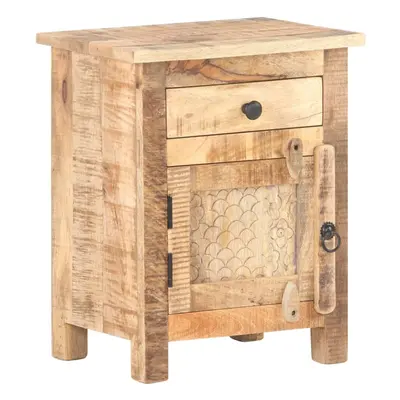 vidaXL Rough Mango Wood Bedside Cabinet Wooden Nightstand Side Table Bedstand