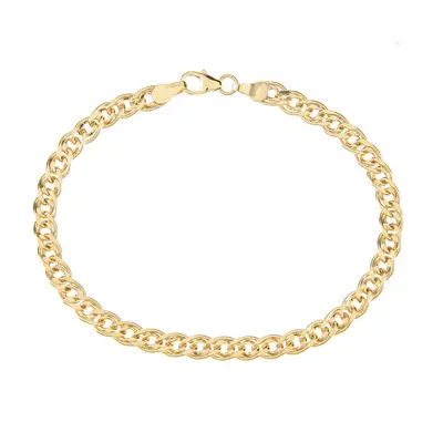 Jewelco London 9ct Yellow Gold Double Curb Chain Bracelet 5mm 7.5 inch 19cm - BT1AXL616Y