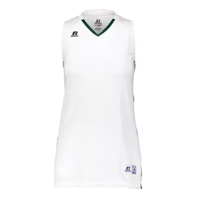 Russell 4B1VTX.WDG.XL Ladies Legacy Basketball Jersey, White & Dark Green - Extra Large