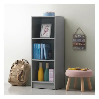 Essentials Light Grey Medium Narrow Bookcase Stylish Shelving Unit