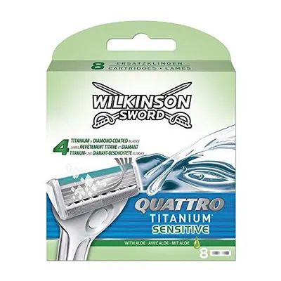 Wilkinson Sword Quattro Titanium Sensitive Refill Razor Blade Cartridges - Pack of Cartridges