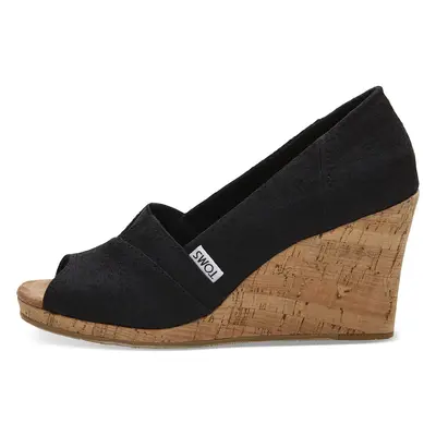 TOMS Women's Classic Espadrille Wedge Sandal, Black Scattered Woven