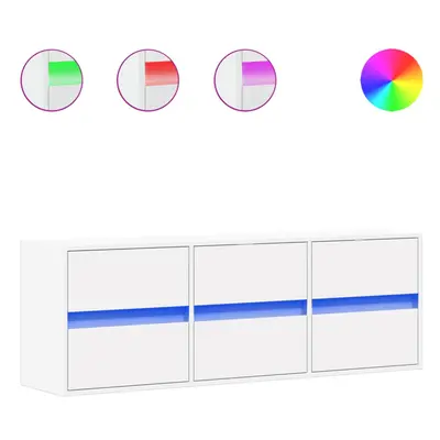 (white, x x cm/ pcs) vidaXL TV Wall Cabinet with LED Lights TV Unit Wall Mounted Cabinet