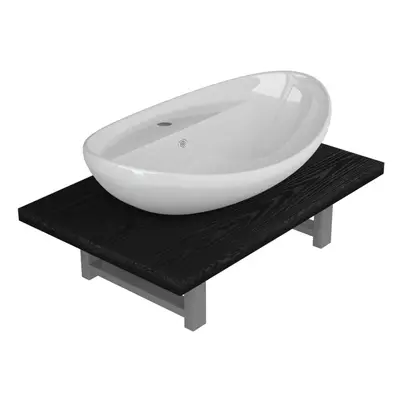 (black) vidaXL Bathroom Oval Basin Ceramic Wall Shelf Shelf Multi Colours Multi Sizes