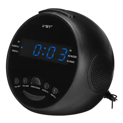 (Blue) Multifunctional LED Digital Display Alarm Clock DC 5V AM/FM Dual Channel 0.6" LED Clock R