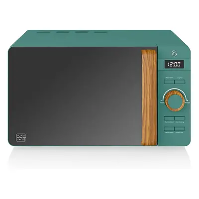 Swan 20L Nordic Digital Microwave, Scandi Style, Wood Effect Handle, Soft Touch Housing and Matt