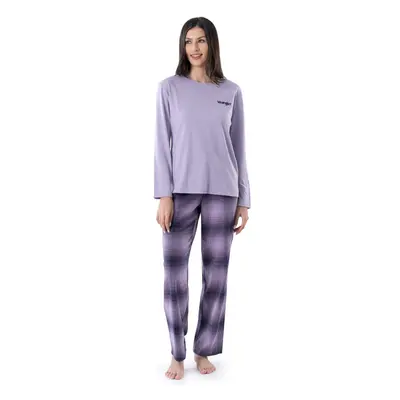 Wrangler Women's Jersey Top and Flannel Pant Sleep Pajama Set Lilac/O