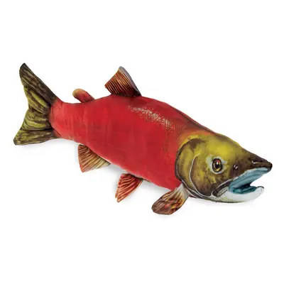 Real Planet Fishing Stuffed Animal - Sockeye Salmon Trout Bass Plush Stuffed Toy for Kids Fishin