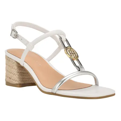 Tommy Hilfiger Women's Cones Heeled Sandal White/Silver 9.5